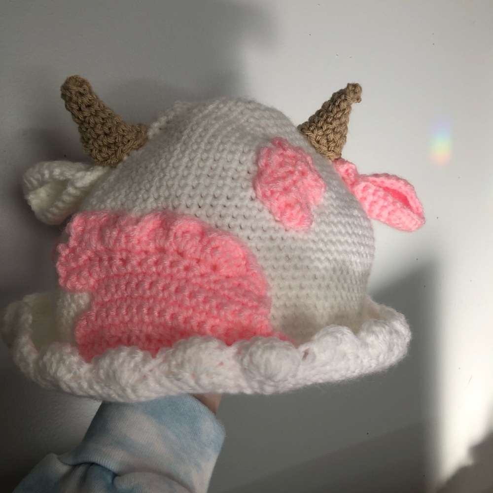 Handmade Strawberry Cow Print Bucket Hat